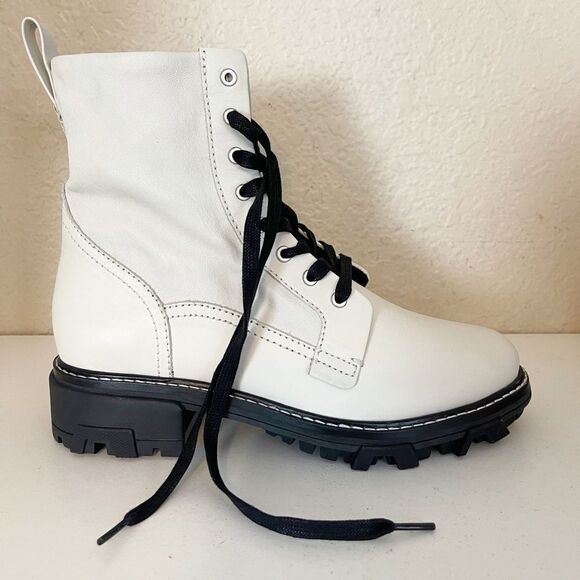 rag & bone Shiloh leather Combat Boot in antique white . 41/11. New - Picture 15 of 16